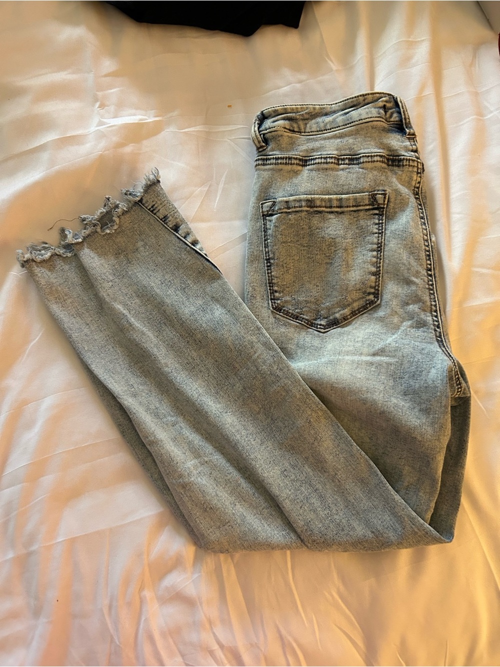 Versona Light Blue Frayed Hem Skinny Jeans
